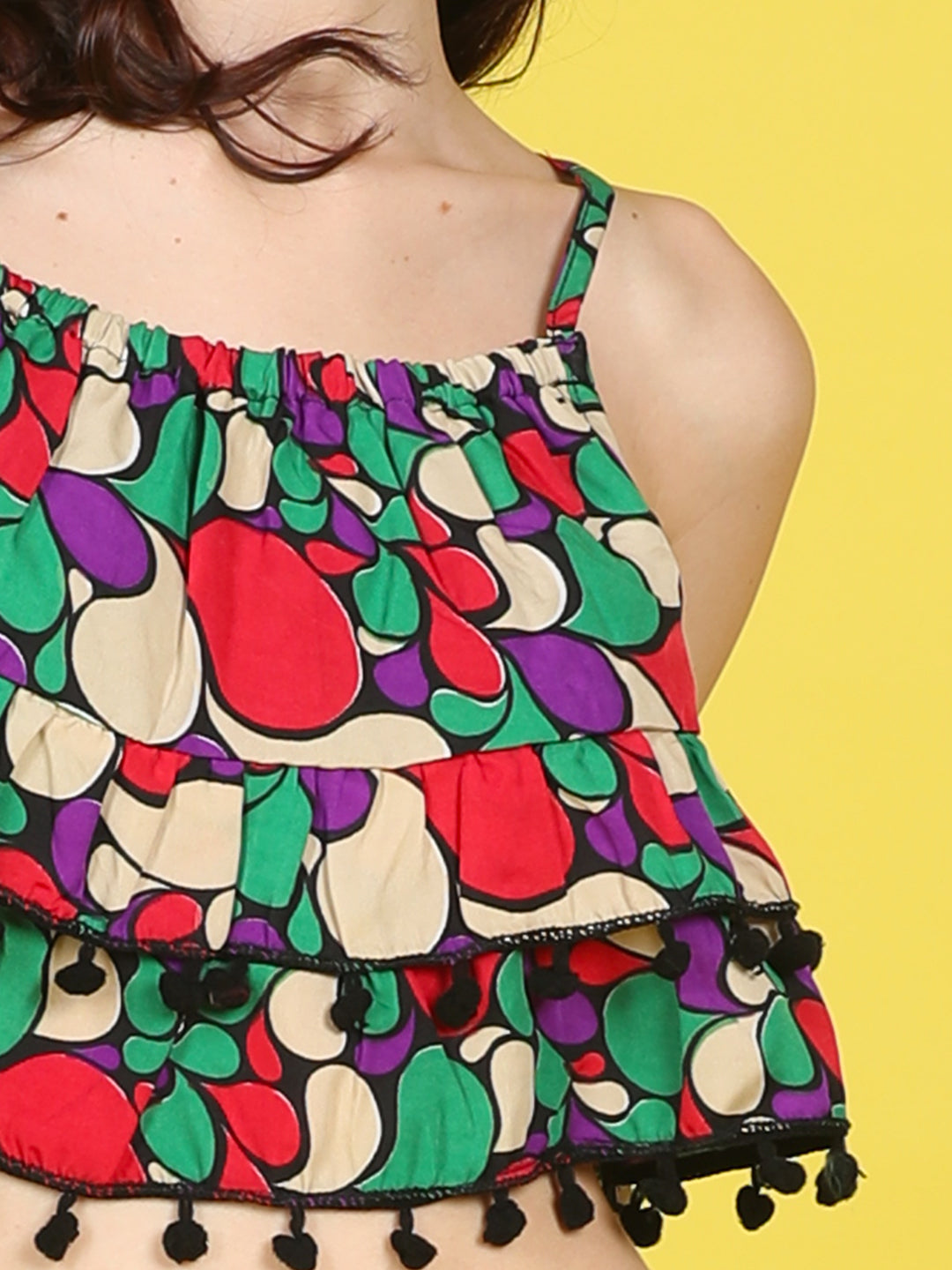 Cutiekins Girls Trendy Bold Style Printed Top -Red & Multi