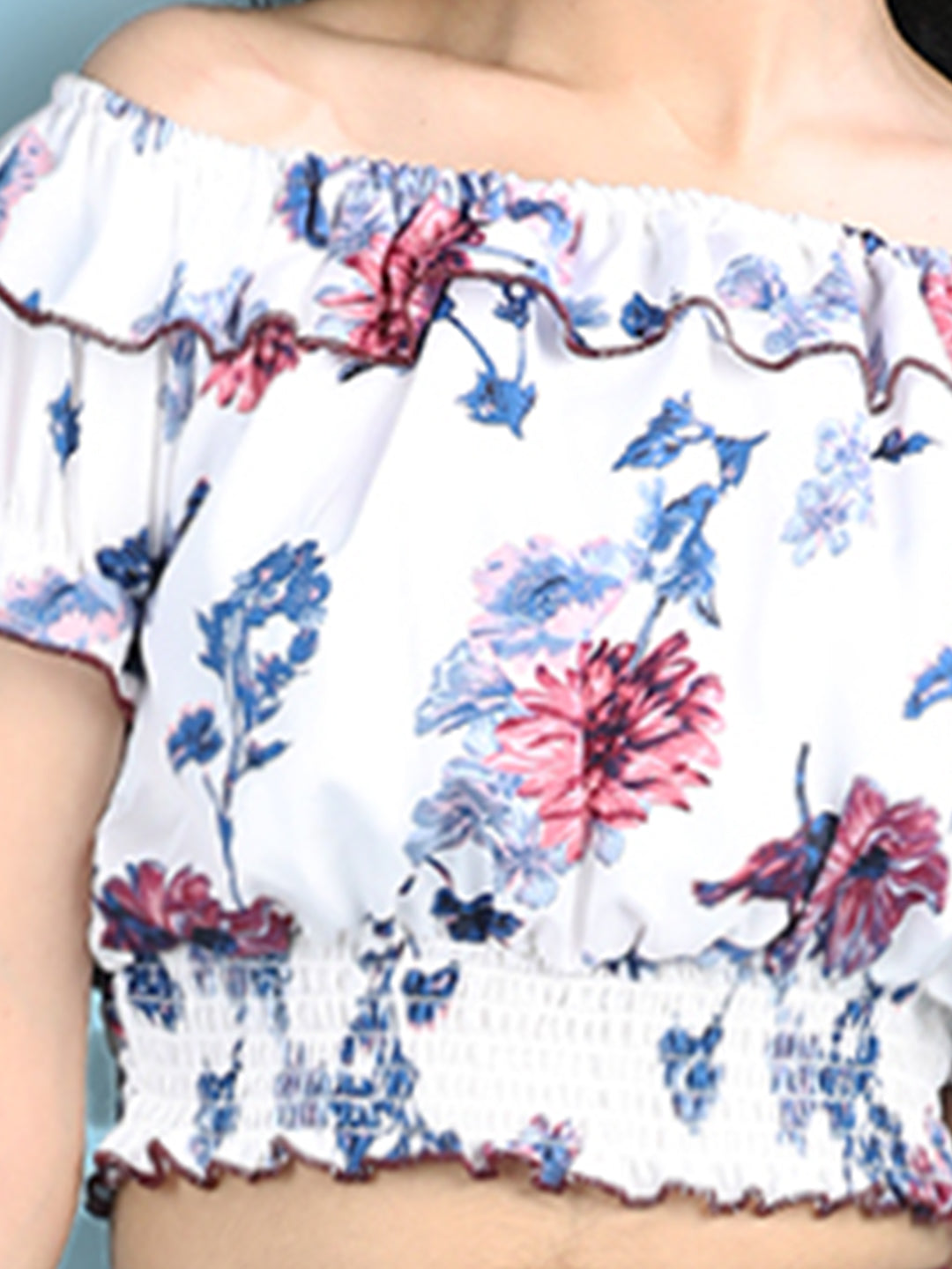 Cutiekins Girls Printed Embellished Top -White & Multi