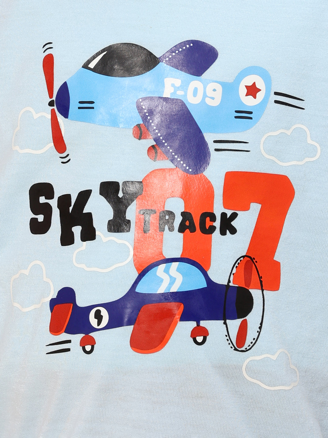 Cutiekins Boys Graphic Print T-shirt with Shorts -Sky Blue & Rust