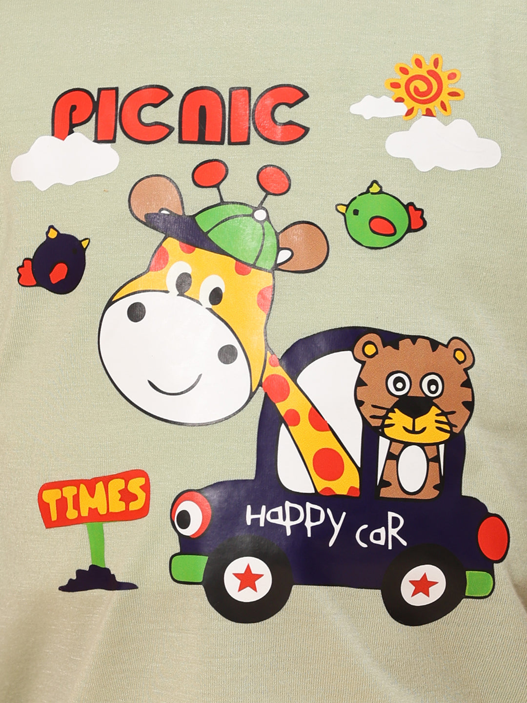 Cutiekins Boys Graphic Print T-shirt with Shorts -Pista Green & Mustard