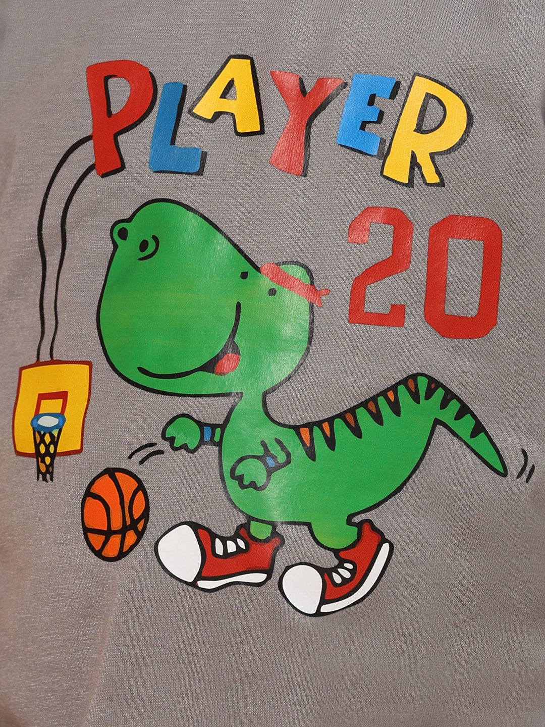 Cutiekins Boys Dino Graphic Print T-shirt with Shorts -Grey & Green