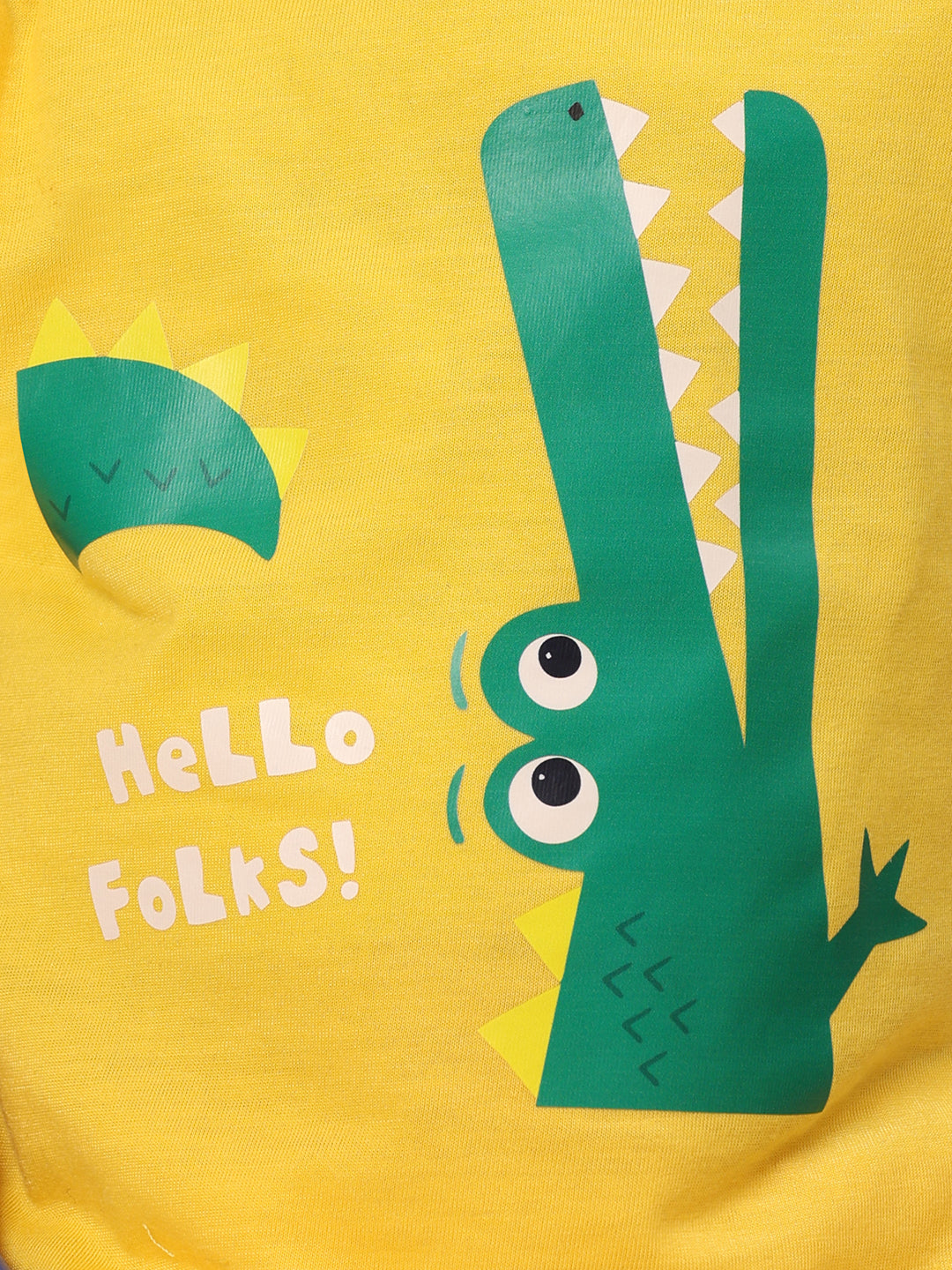 Cutiekins Boys Crorcodile Graphic Print T-shirt with Shorts -Yellow & Green