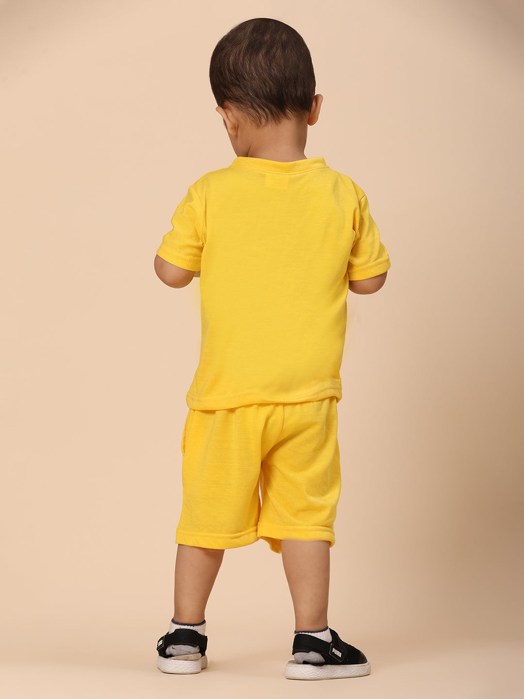 Cutiekins Boys Crorcodile Graphic Print T-shirt with Shorts -Yellow & Green