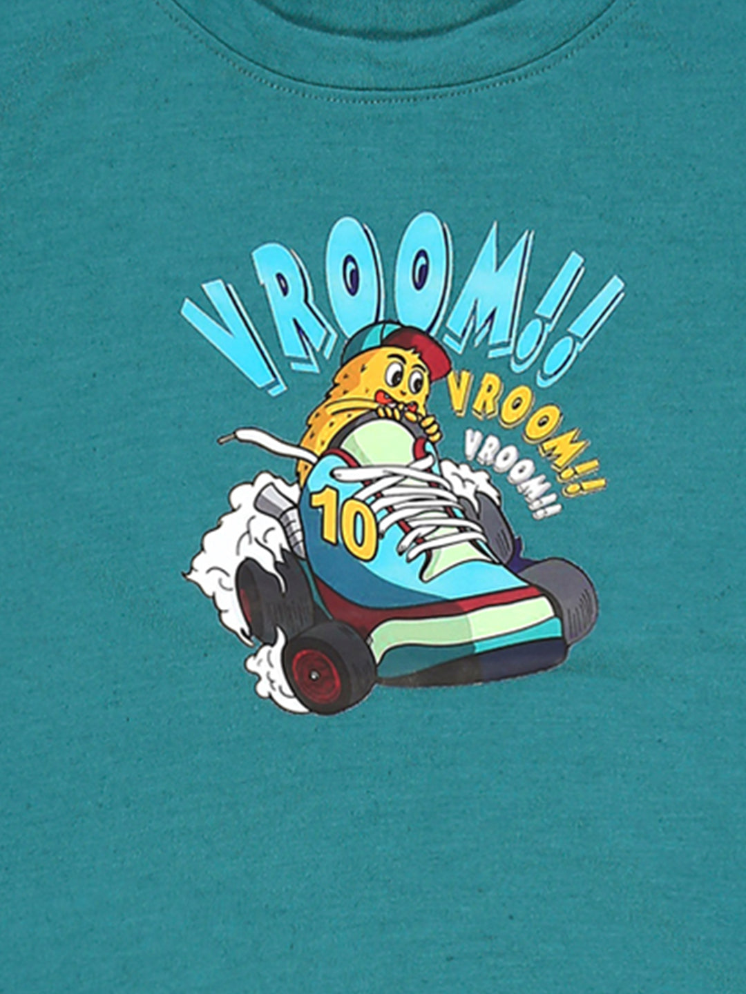 Cutiekins Boys Graphic Printed T-Shirt-Teal Blue & Mustard