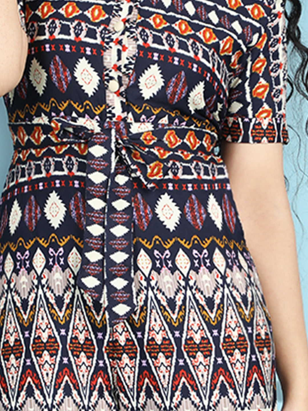 Cutiekins Girls Stylish Ethnic Motifs Print Jumpsuit -Black & Multi