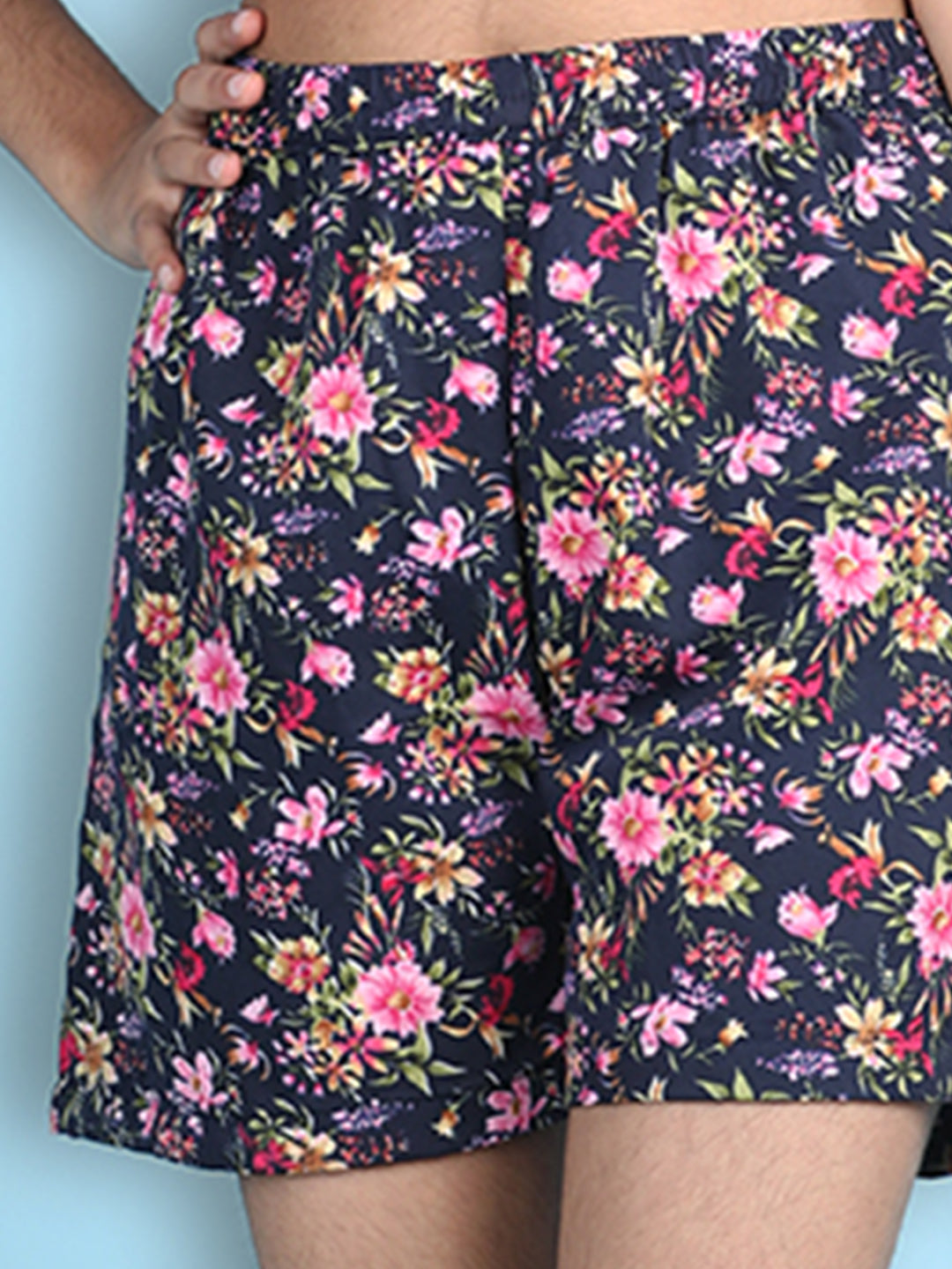 Cutiekins Girls Printed Regular Shorts -Navy Blue & Pink