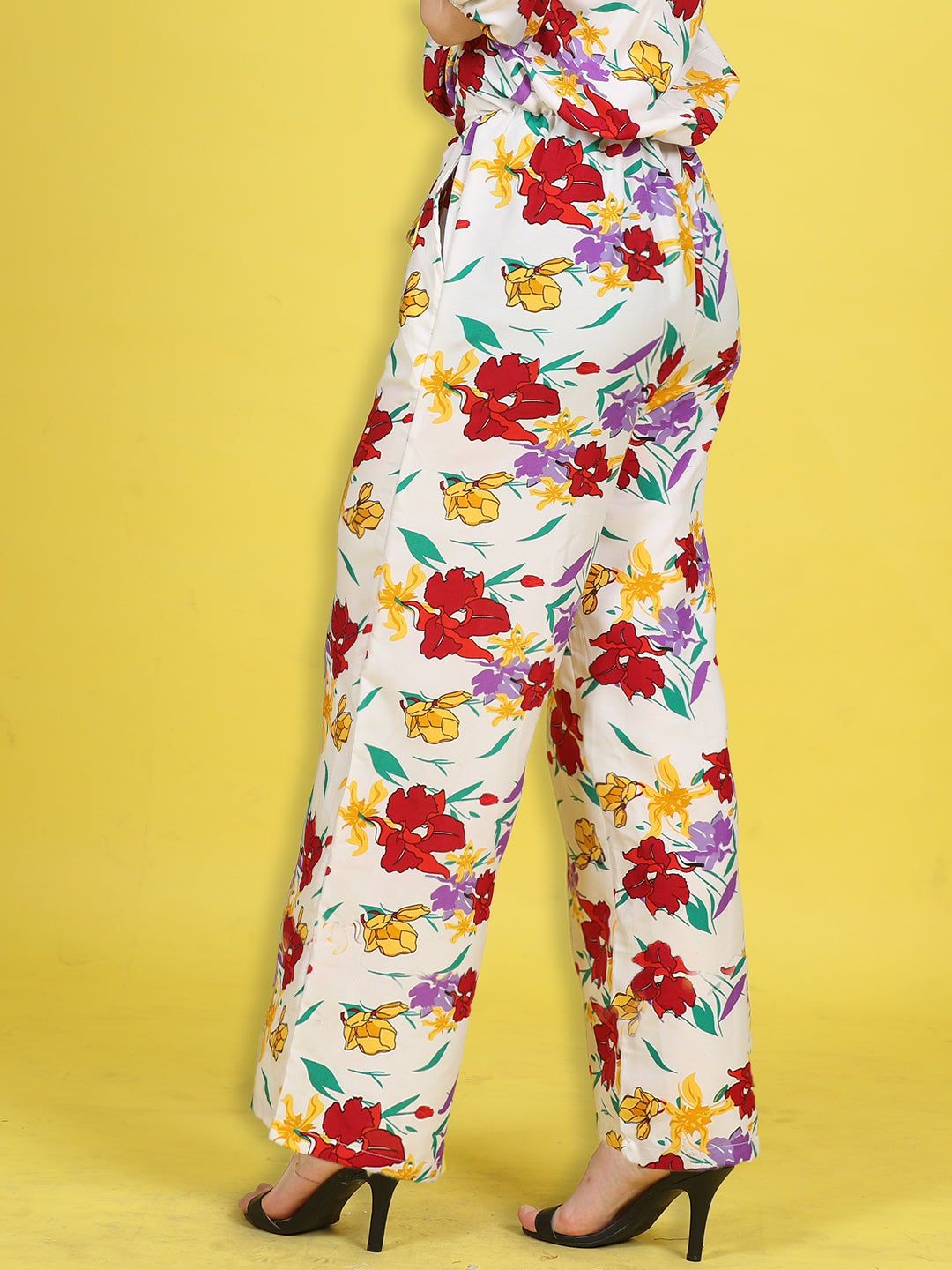 Cutiekins Girls Trendy Bold Style Printed Palazzo -White & Multi