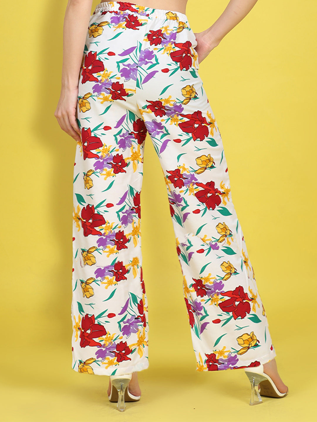 Cutiekins Girls Trendy Bold Style Printed Palazzo -White & Multi