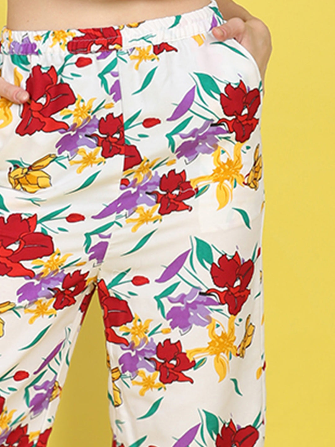 Cutiekins Girls Trendy Bold Style Printed Palazzo -White & Multi