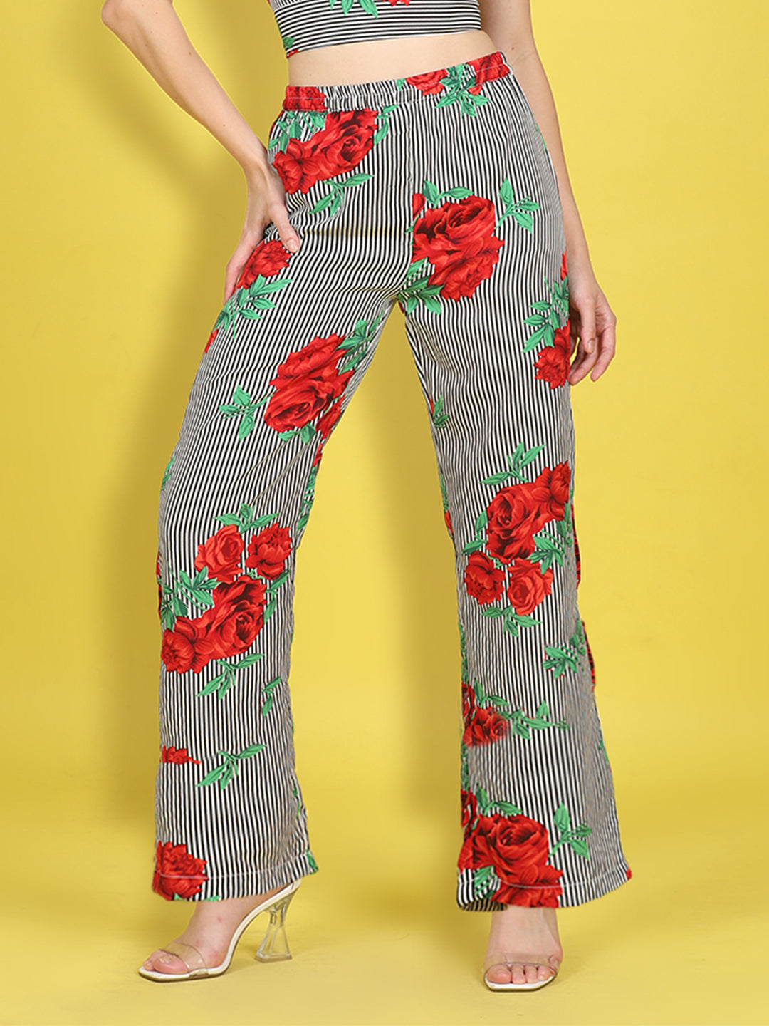 Cutiekins Girls Trendy Bold Style Printed Palazzo -Black & Multi