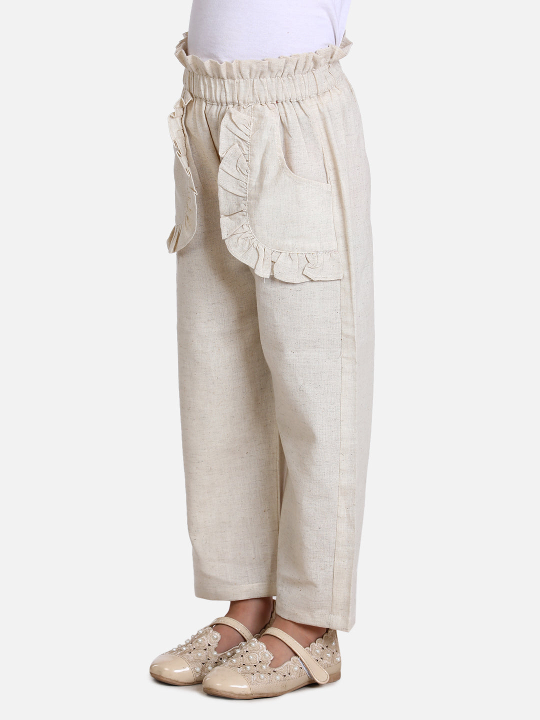 Cutiekins Regular Fit Girls Beige Cotton Palazzo