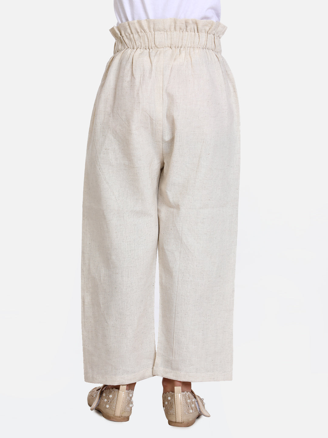 Cutiekins Regular Fit Girls Beige Cotton Palazzo