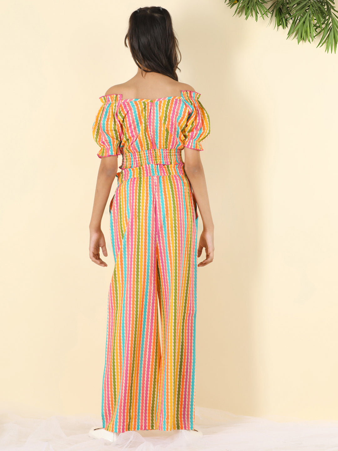 Cutiekins Girls V-Neck Printed Top & Palazzo Clothing Set -Multicolor