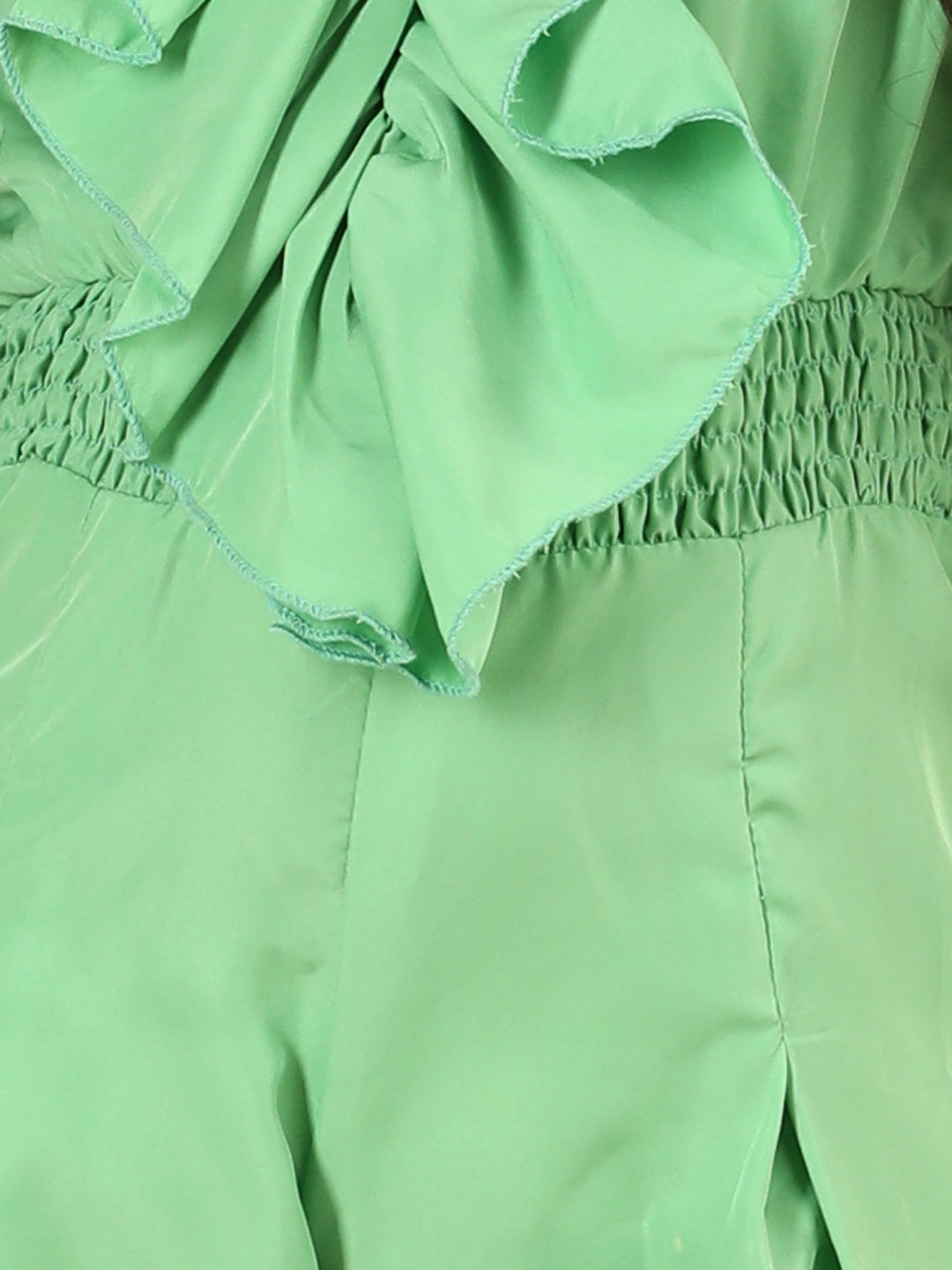 Cutiekins Girls V-Neck Solid Embellished Jumpsuit -Green