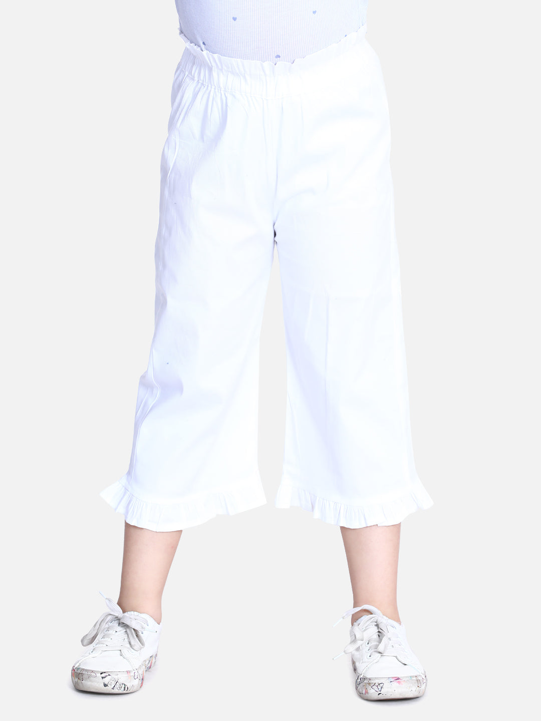 Cutiekins Capri For Girls Casual Floral Print Polyester (White)