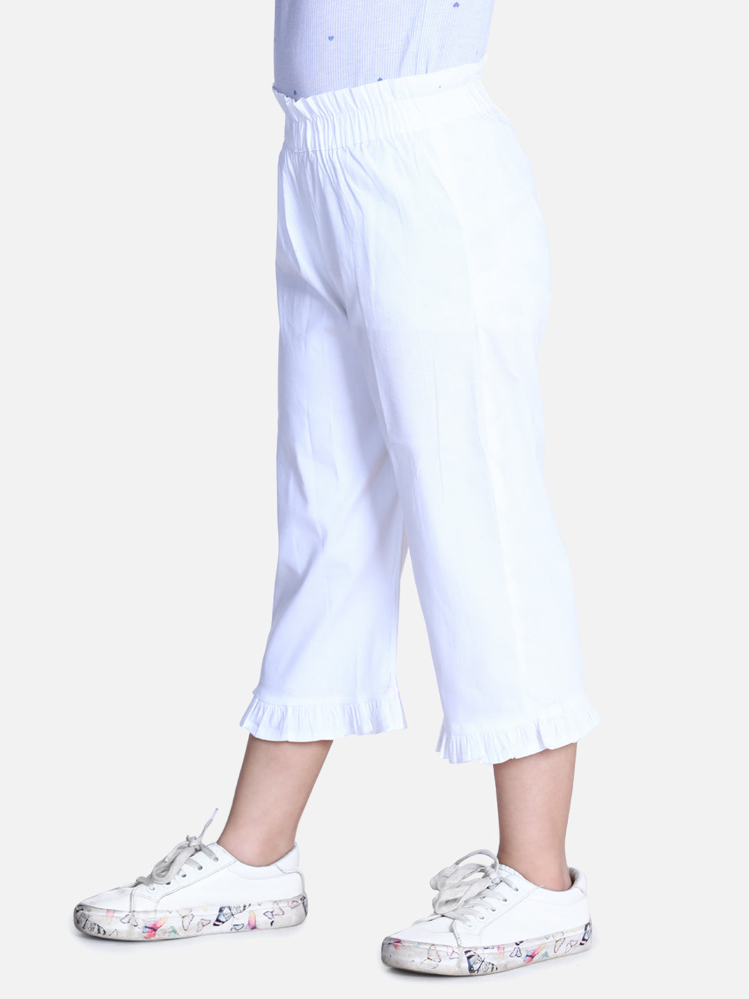 Cutiekins Capri For Girls Casual Floral Print Polyester (White)