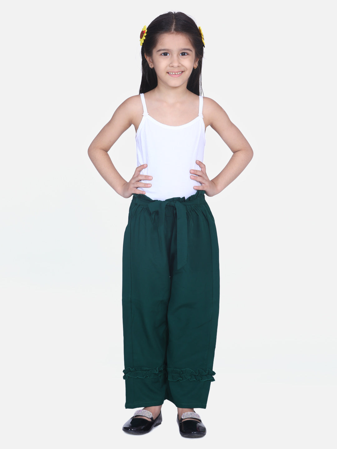 Cutiekins Pocket Designe Solid Knot Belt Palazzo - Bottle Green