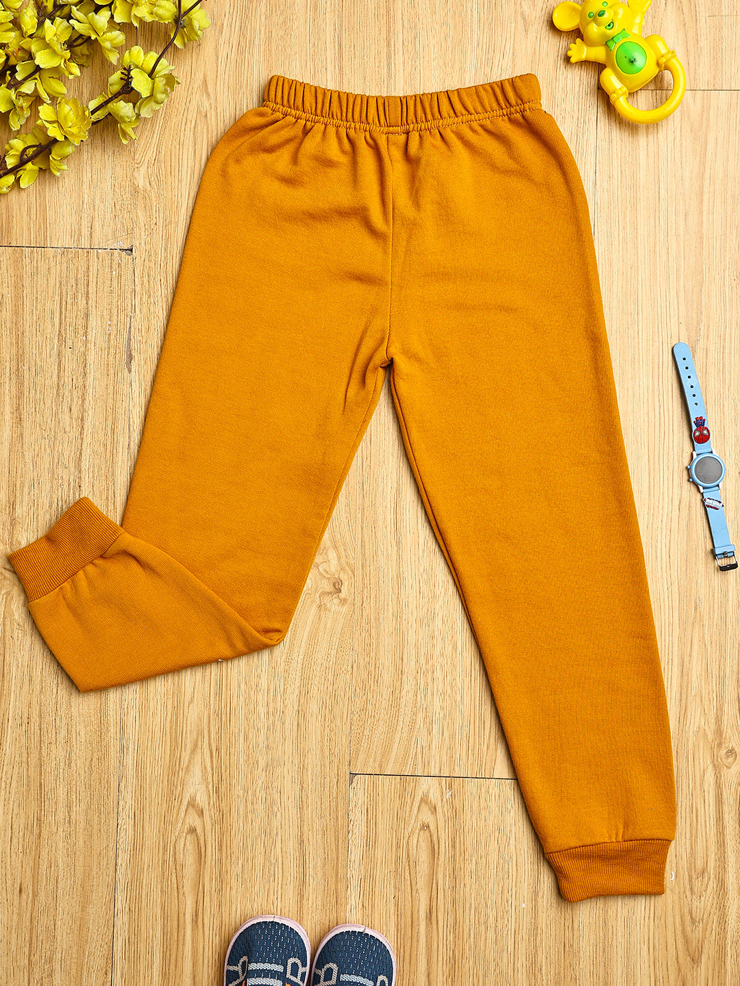 Cutiekins Boys Crocodile Graphic Print cozy Trackpant -Mustard & Green