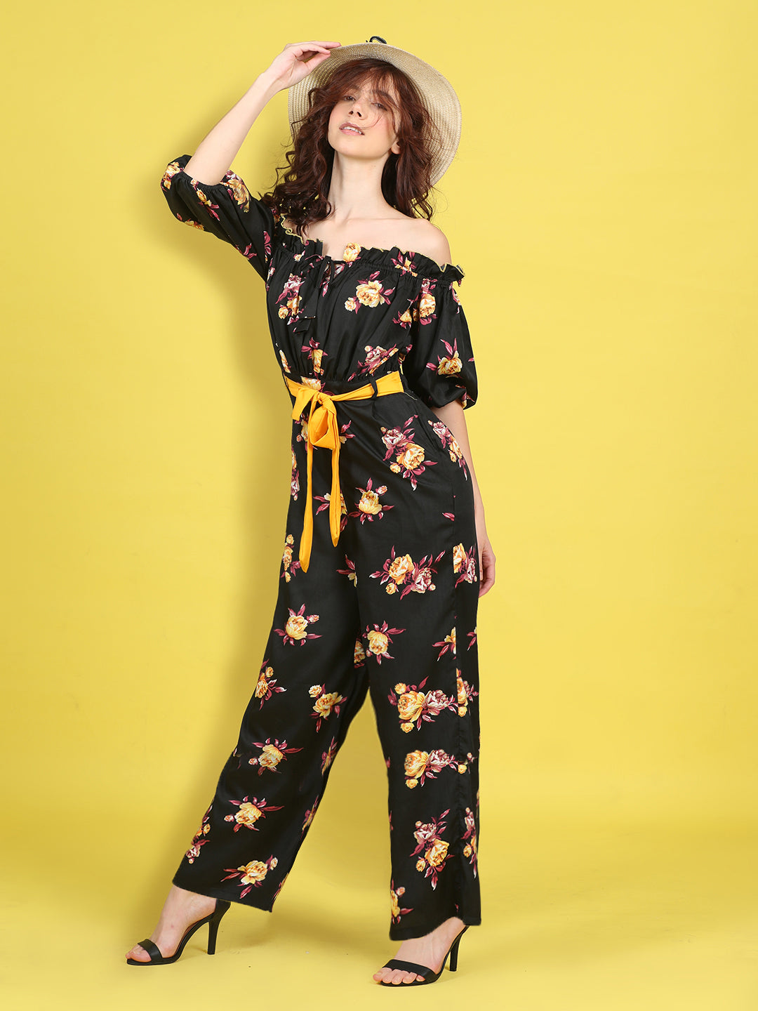 Cutiekins Stylish & Trendy Printed Jumpsuit for Kids -Black & Yellow