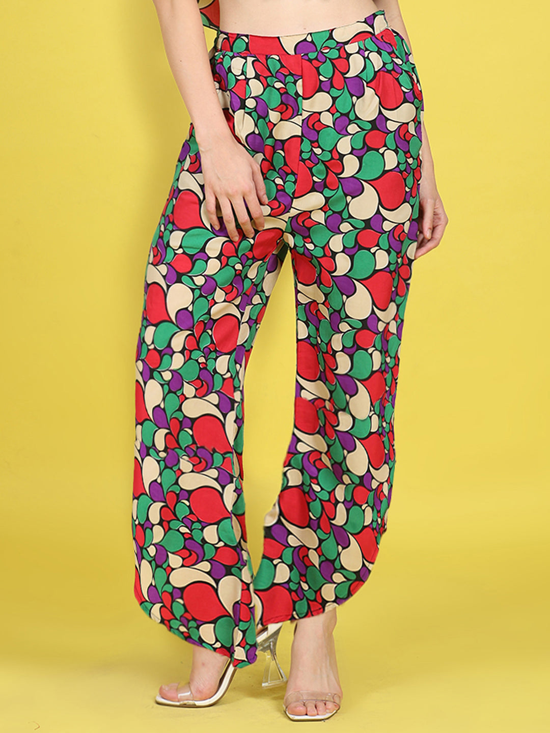 Cutiekins Girls Trendy Bold Style Printed Palazzo -Red & Multi