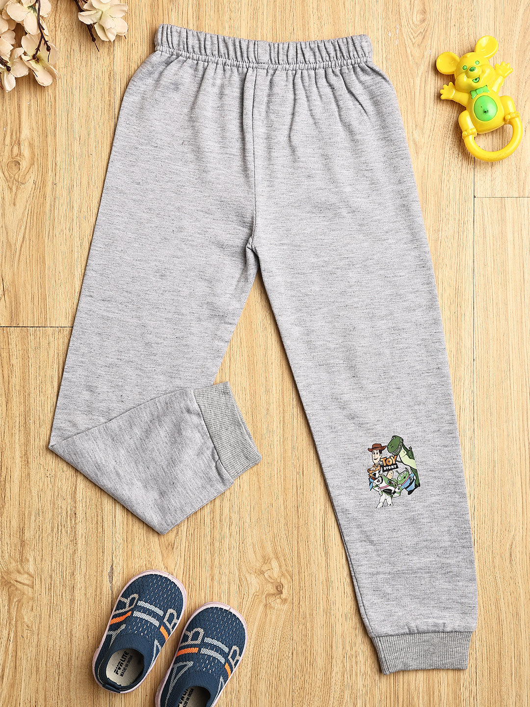 Cutiekins Boys Graphic Print cozy Trackpant -Grey