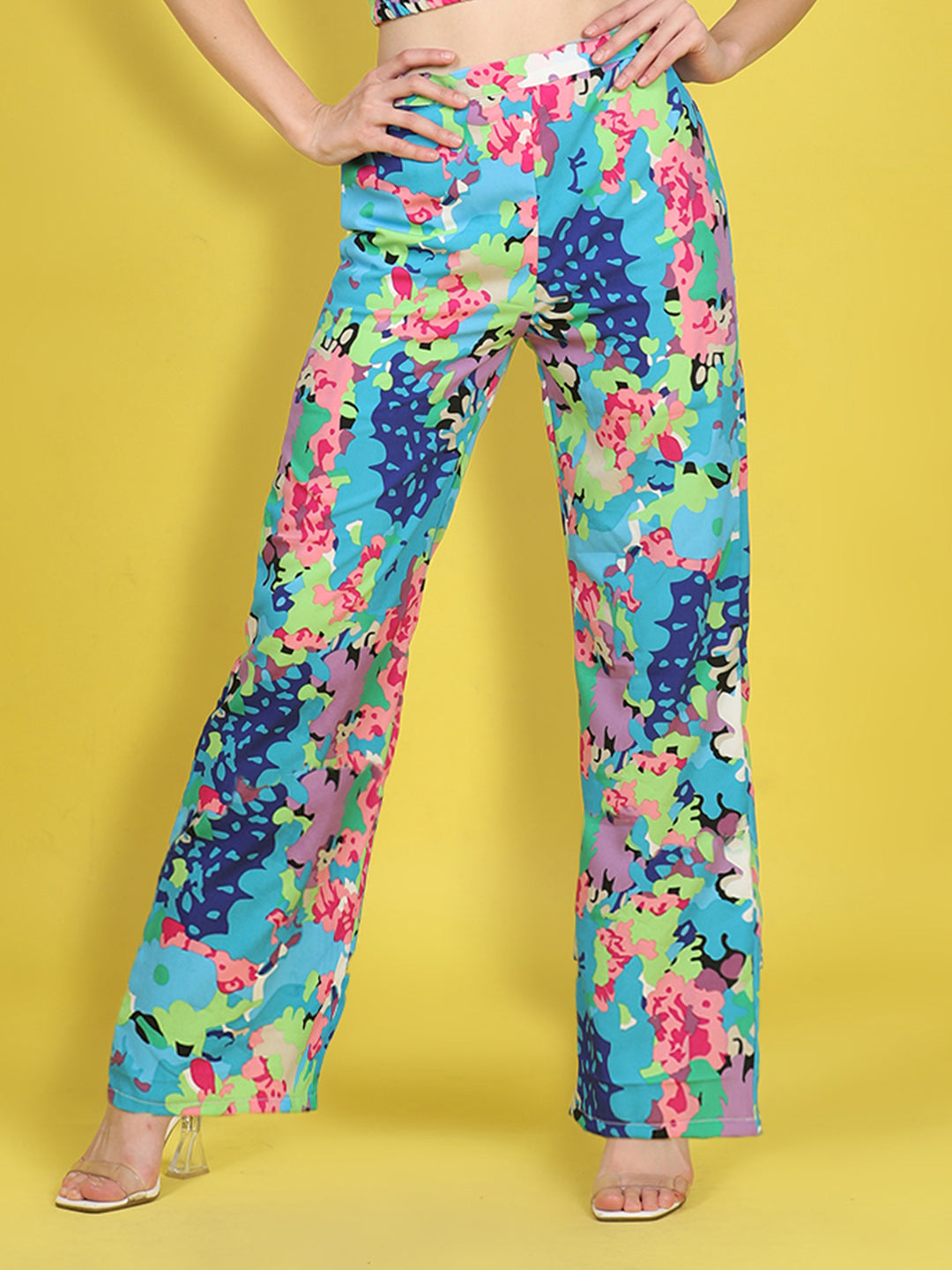 Cutiekins Girls Trendy Bold Style Printed Palazzo -Blue & Multi