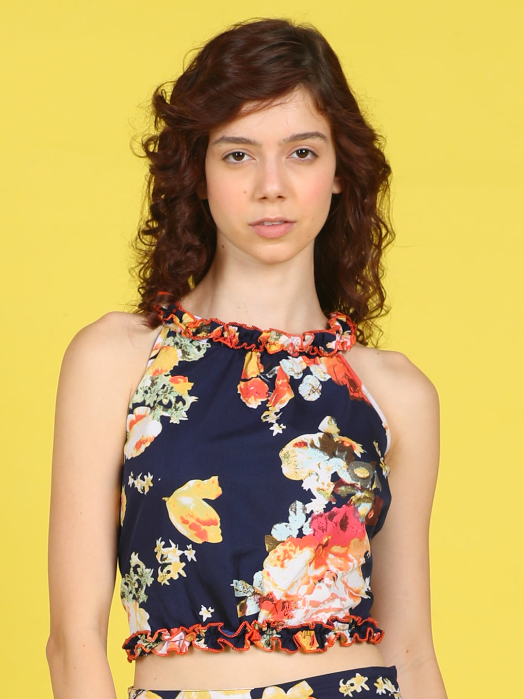 Cutiekins Girls Trendy Bold Style Printed Top -Navy & Multi