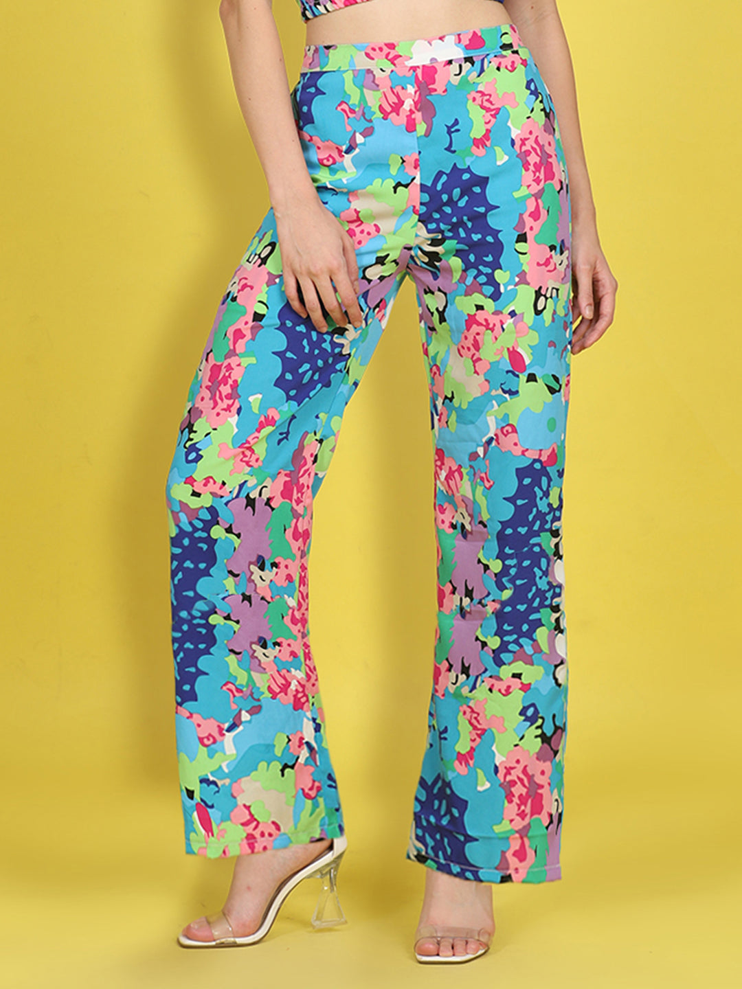 Cutiekins Girls Trendy Bold Style Printed Palazzo -Blue & Multi