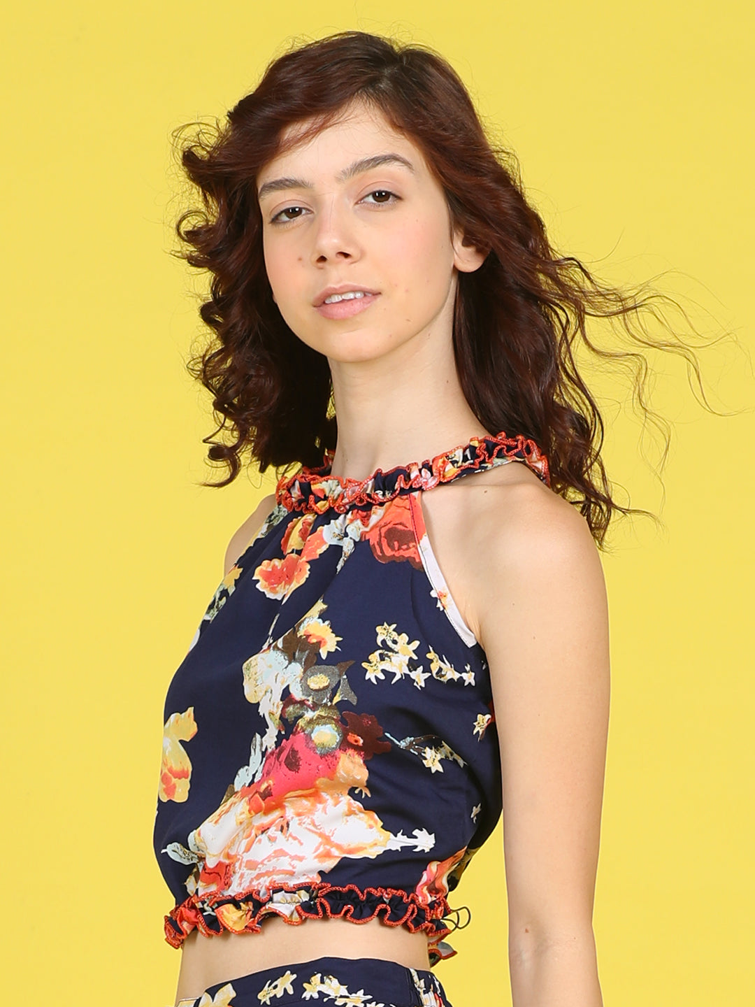 Cutiekins Girls Trendy Bold Style Printed Top -Navy & Multi