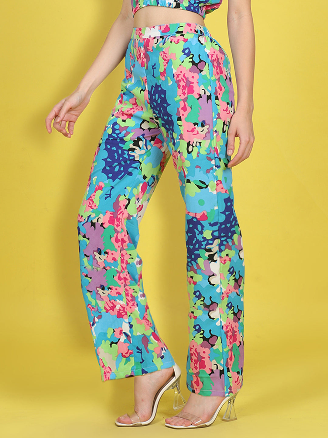 Cutiekins Girls Trendy Bold Style Printed Palazzo -Blue & Multi