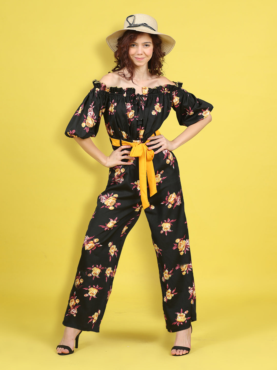 Cutiekins Stylish & Trendy Printed Jumpsuit for Kids -Black & Yellow