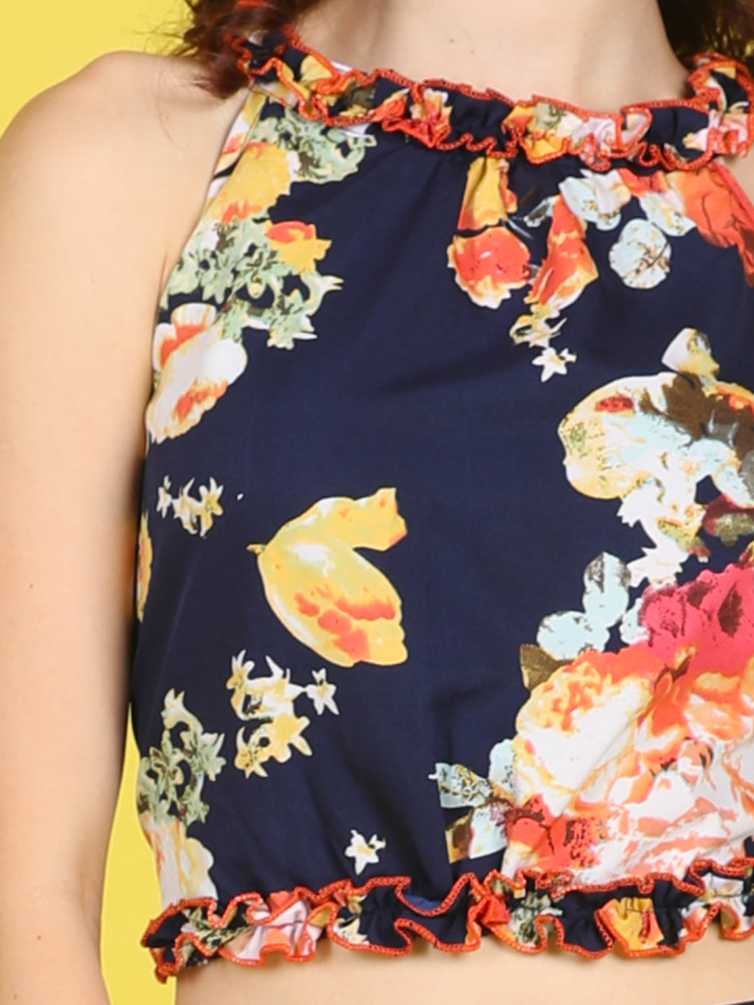 Cutiekins Girls Trendy Bold Style Printed Top -Navy & Multi