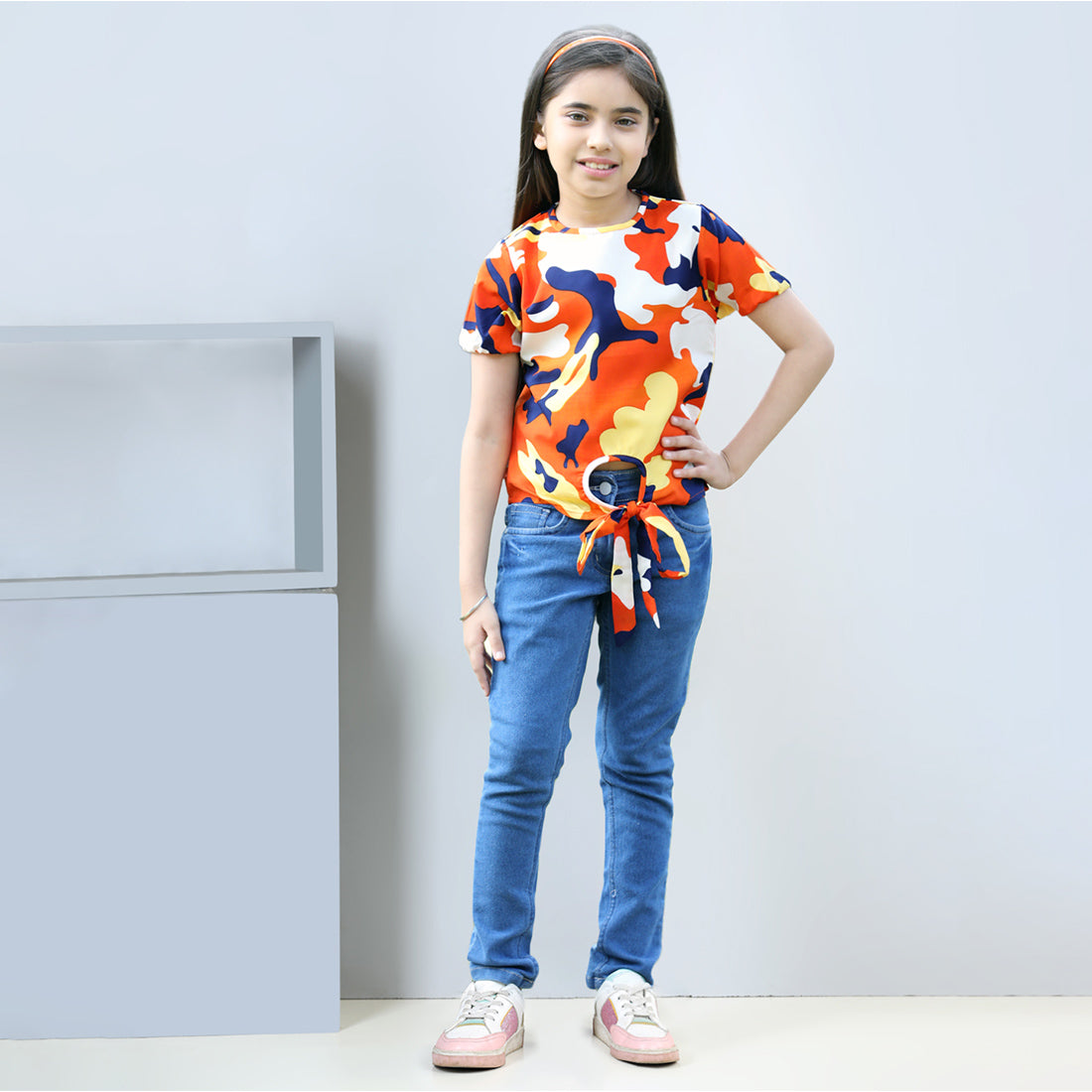 Cutiekins Pack Of 2 Printed Top-Black & Orange