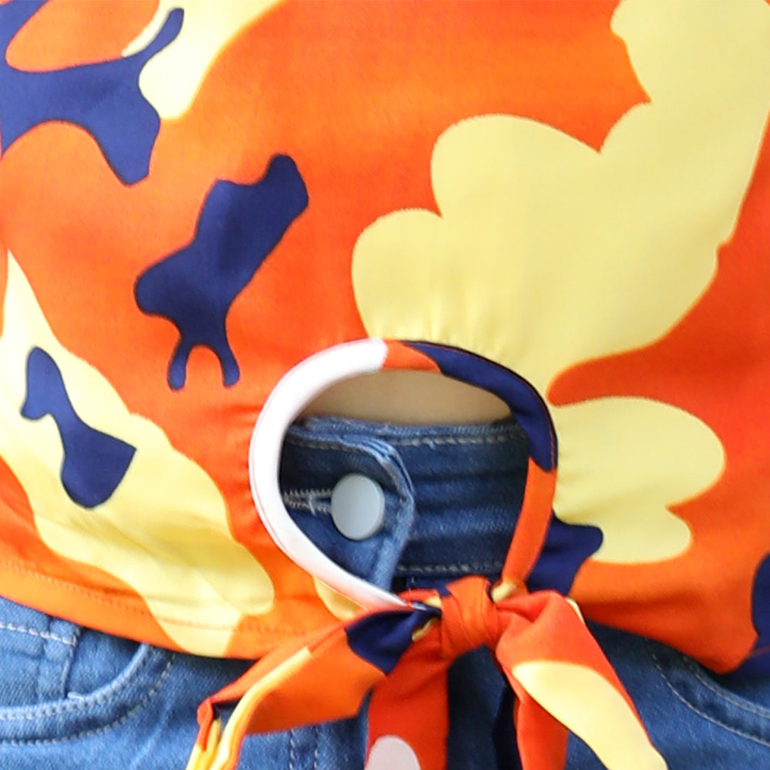 Cutiekins Pack Of 2 Printed Top-Black & Orange