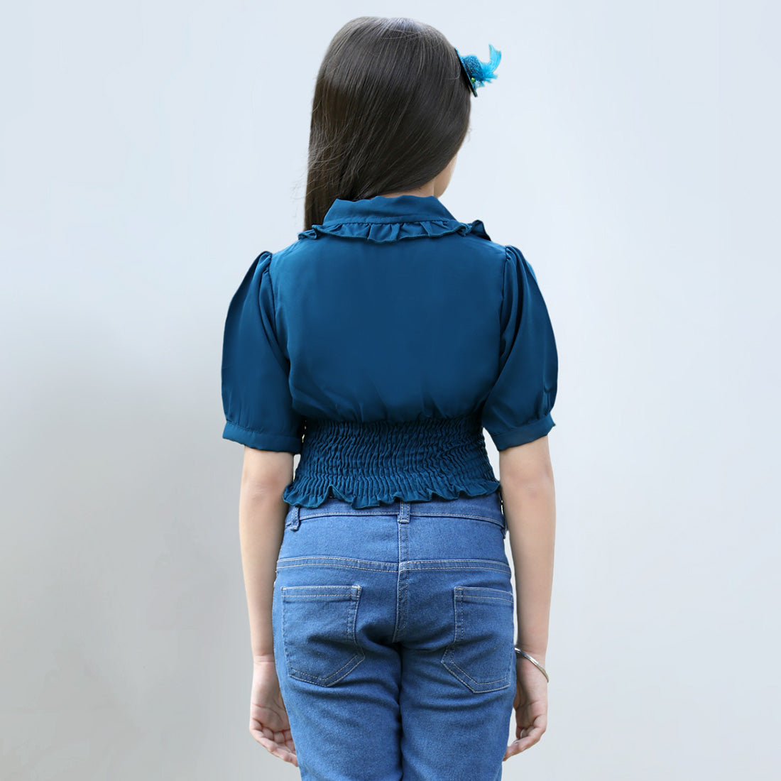 Cutiekins Pack Of 2 Printed Off-Shoulder Polyester Top-Black & Teal Blue