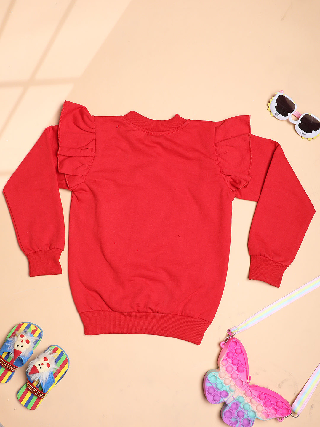 Cutiekins Girls Graphic Print Trendy Winter Sweatshirt -Red
