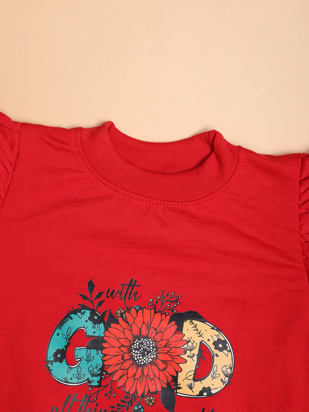 Cutiekins Girls Graphic Print Trendy Winter Sweatshirt -Red