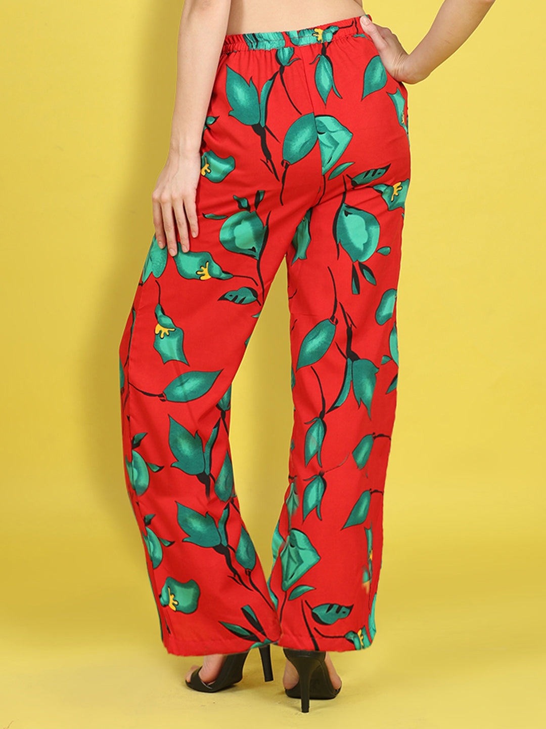 Cutiekins Girls Trendy Bold Style Printed Palazzo -Red & Green