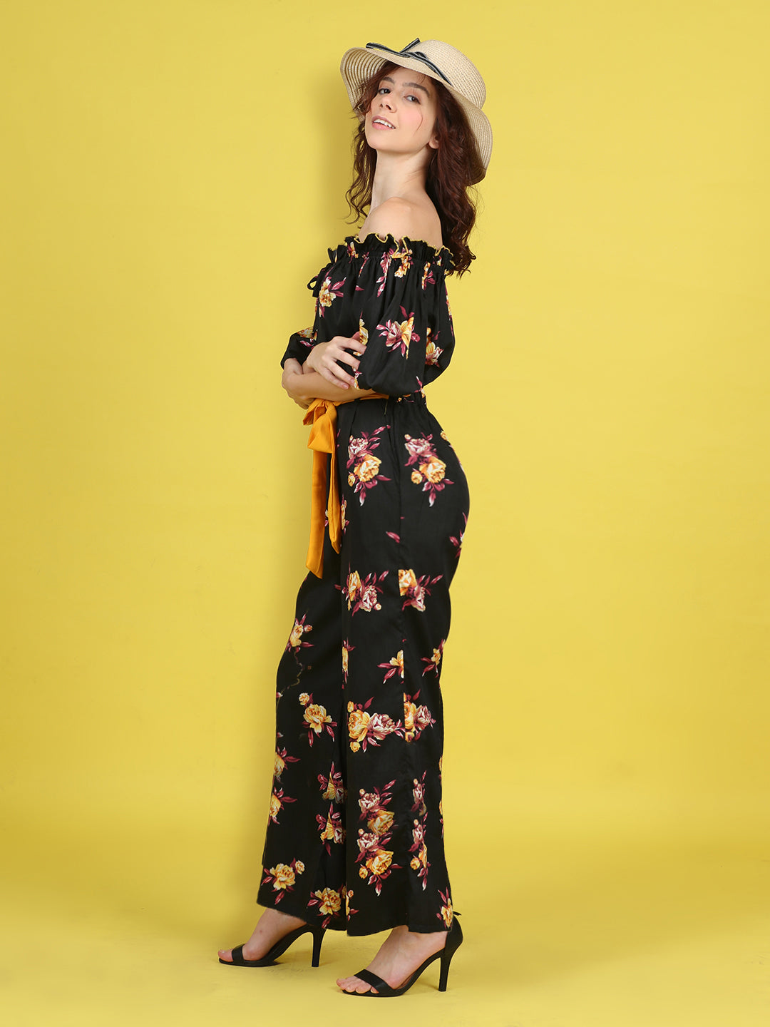 Cutiekins Stylish & Trendy Printed Jumpsuit for Kids -Black & Yellow