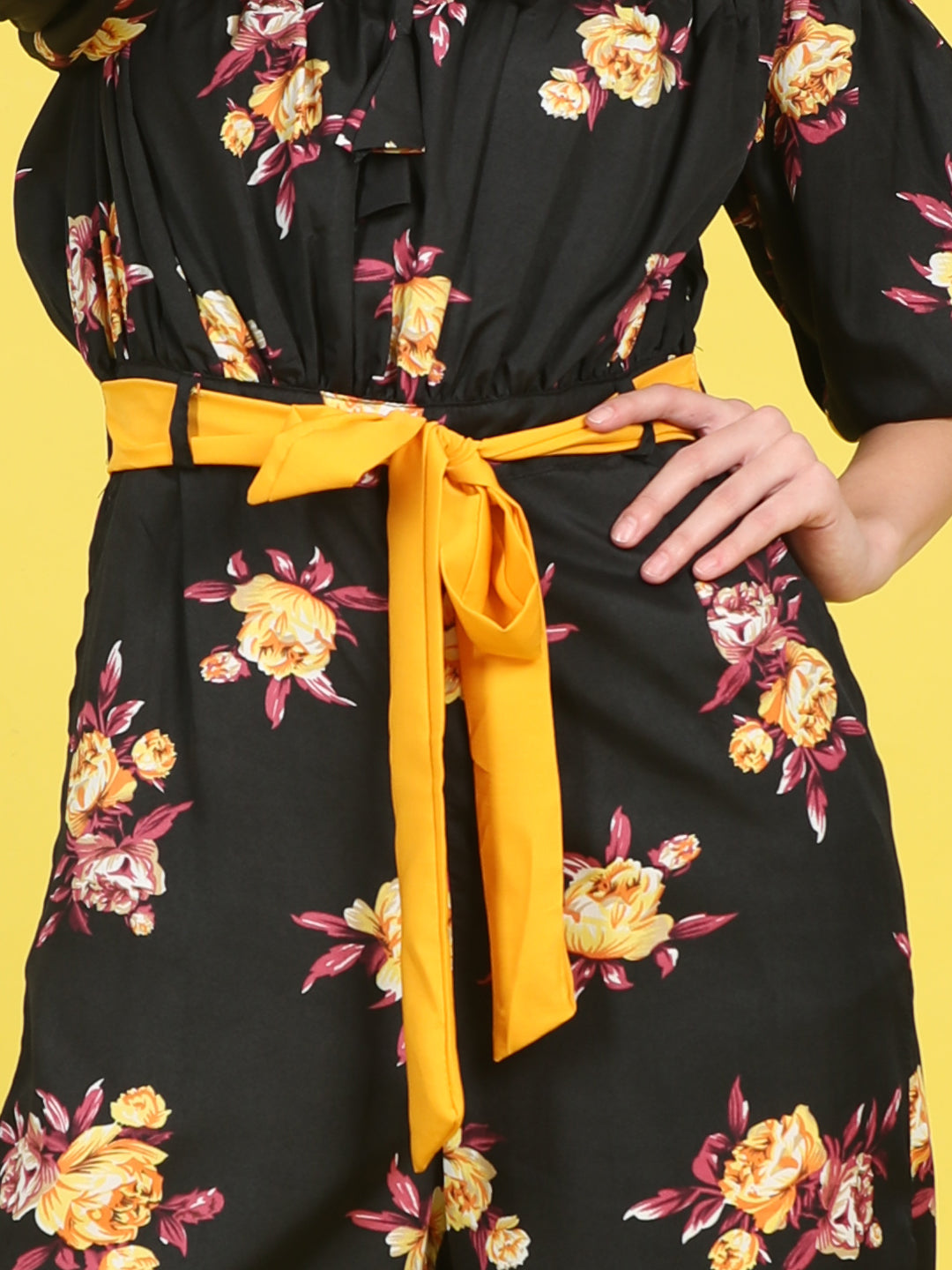 Cutiekins Stylish & Trendy Printed Jumpsuit for Kids -Black & Yellow