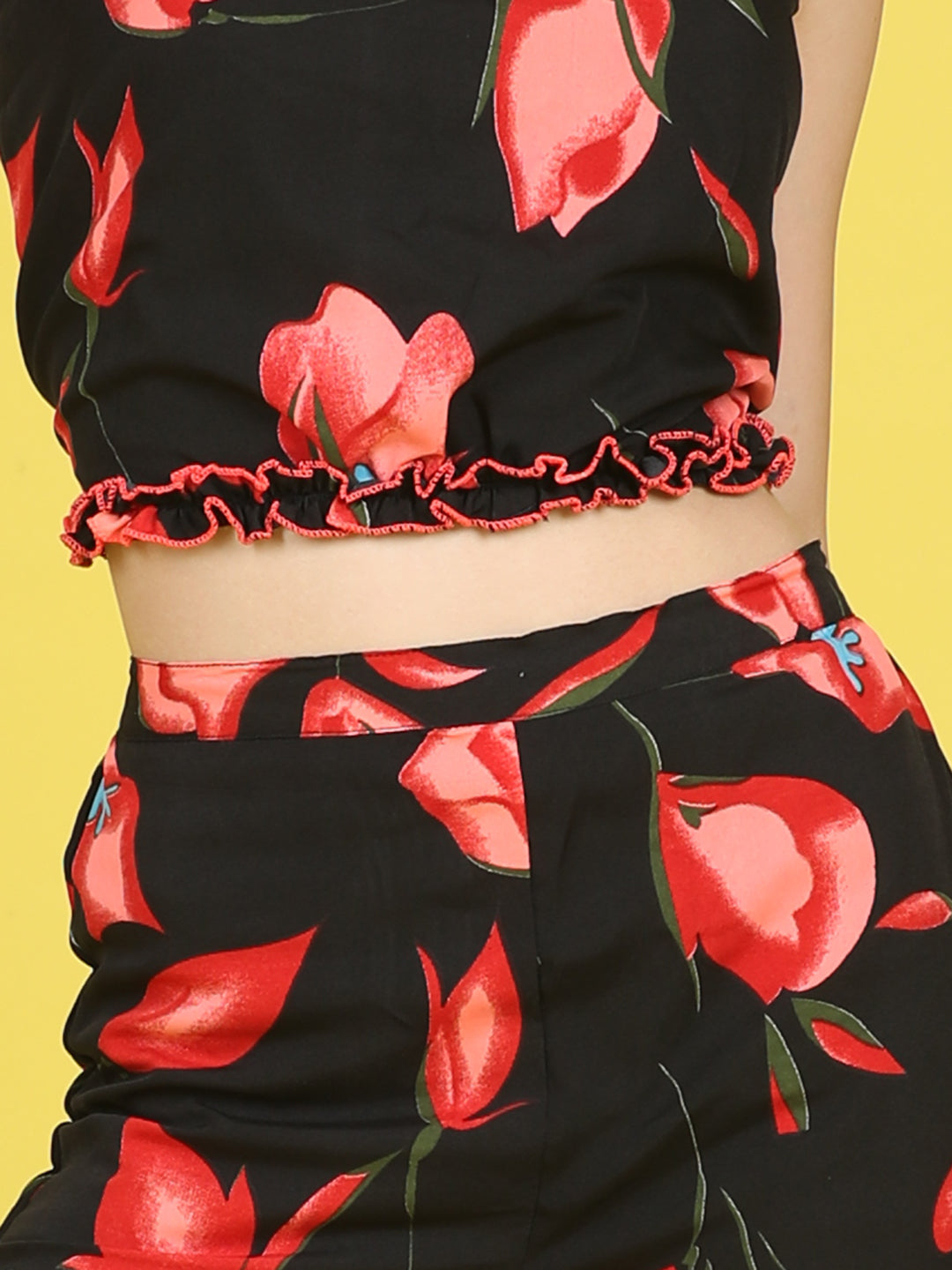 Cutiekins Girls Trendy Bold Style Printed Top & Palazzo Co-ord Set -Black & Red