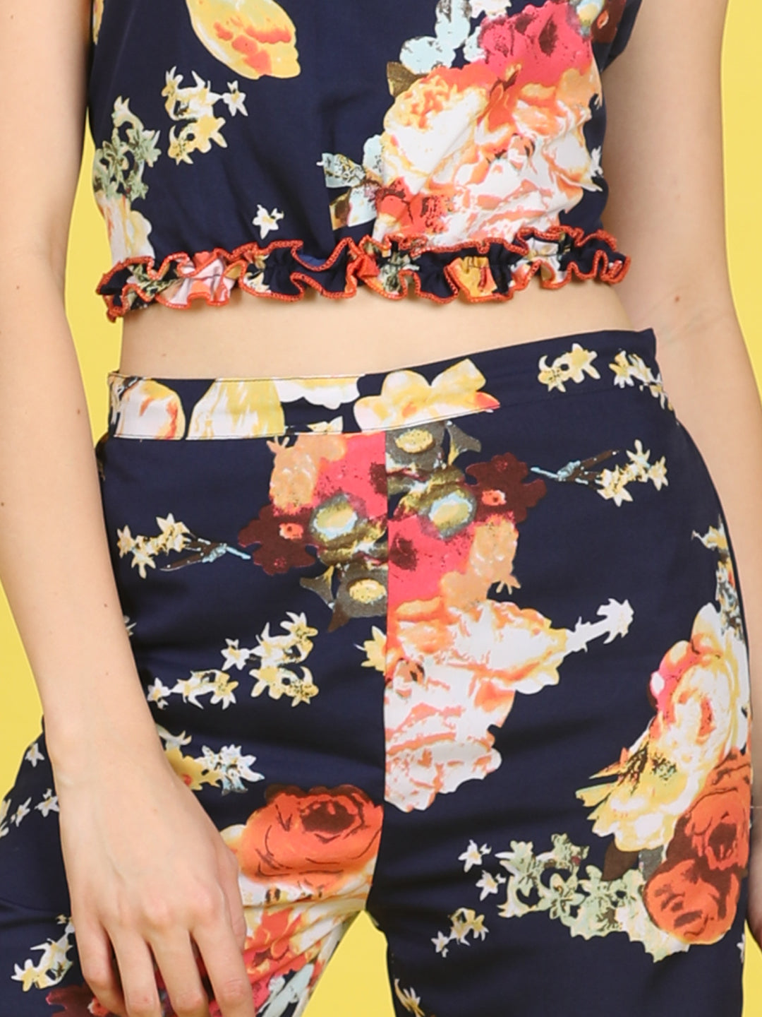 Cutiekins Girls Trendy Bold Style Printed Top & Palazzo Co-ord Set -Navy & Multi