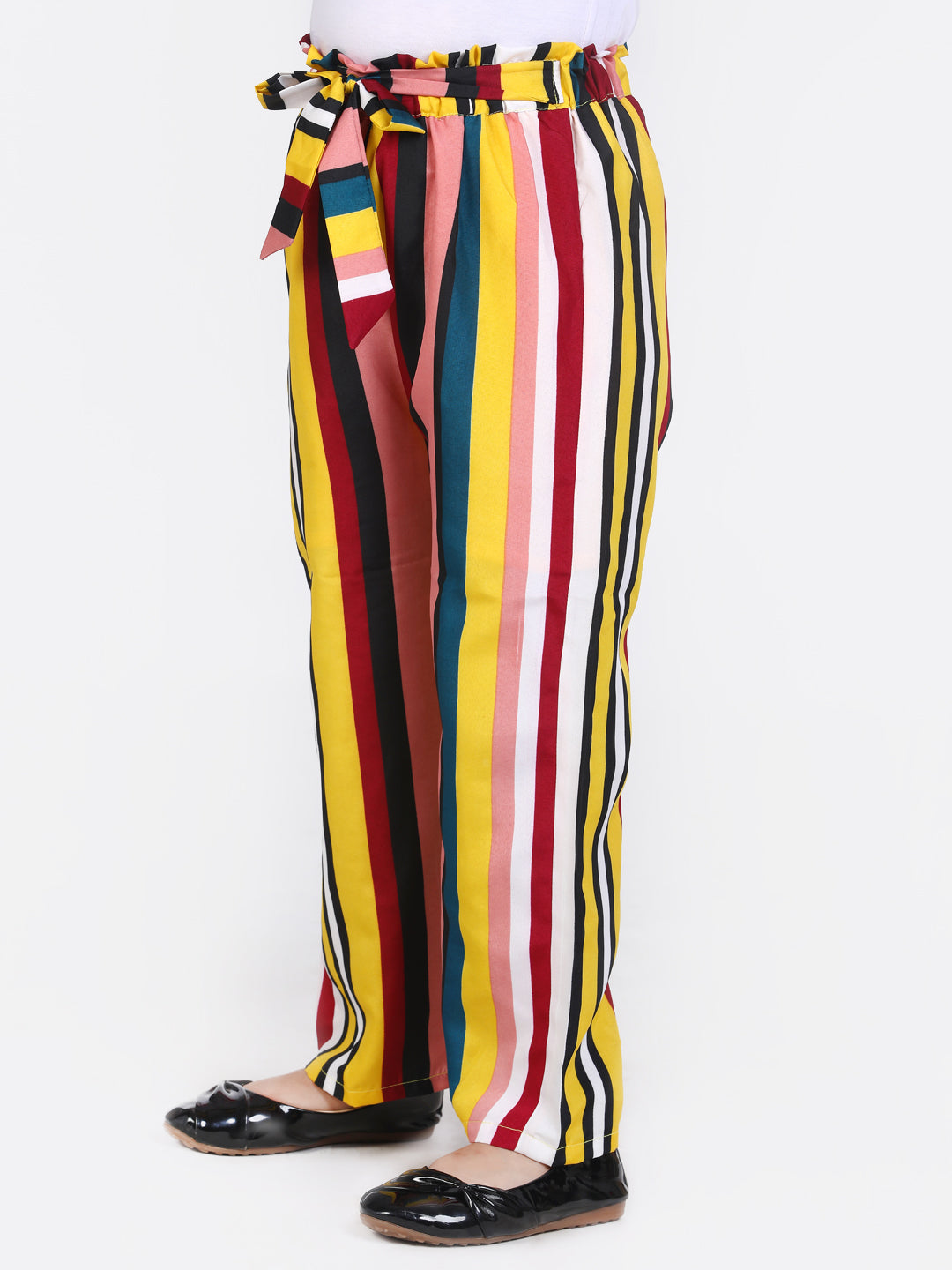 Cutiekins Stripe Printed Knot Belt Palazzo -Multicolour