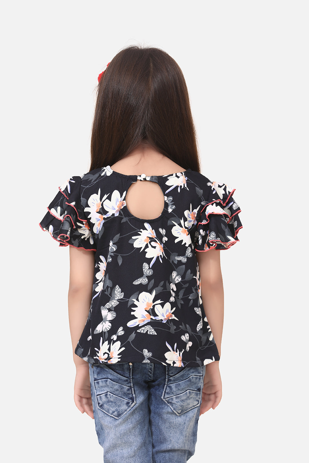 Cutiekins Girls Casual Polyester A-line Top (Black)