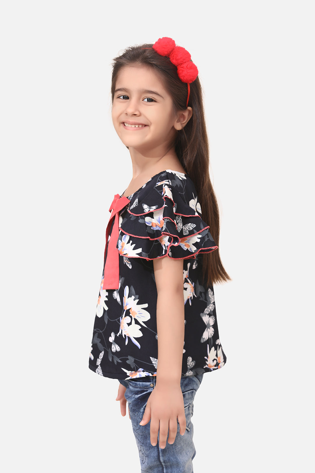 Cutiekins Girls Casual Polyester A-line Top (Black)