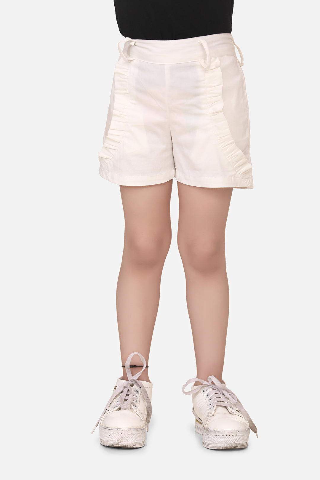 Cutiekins Short For Girls Casual Solid Lycra (White)