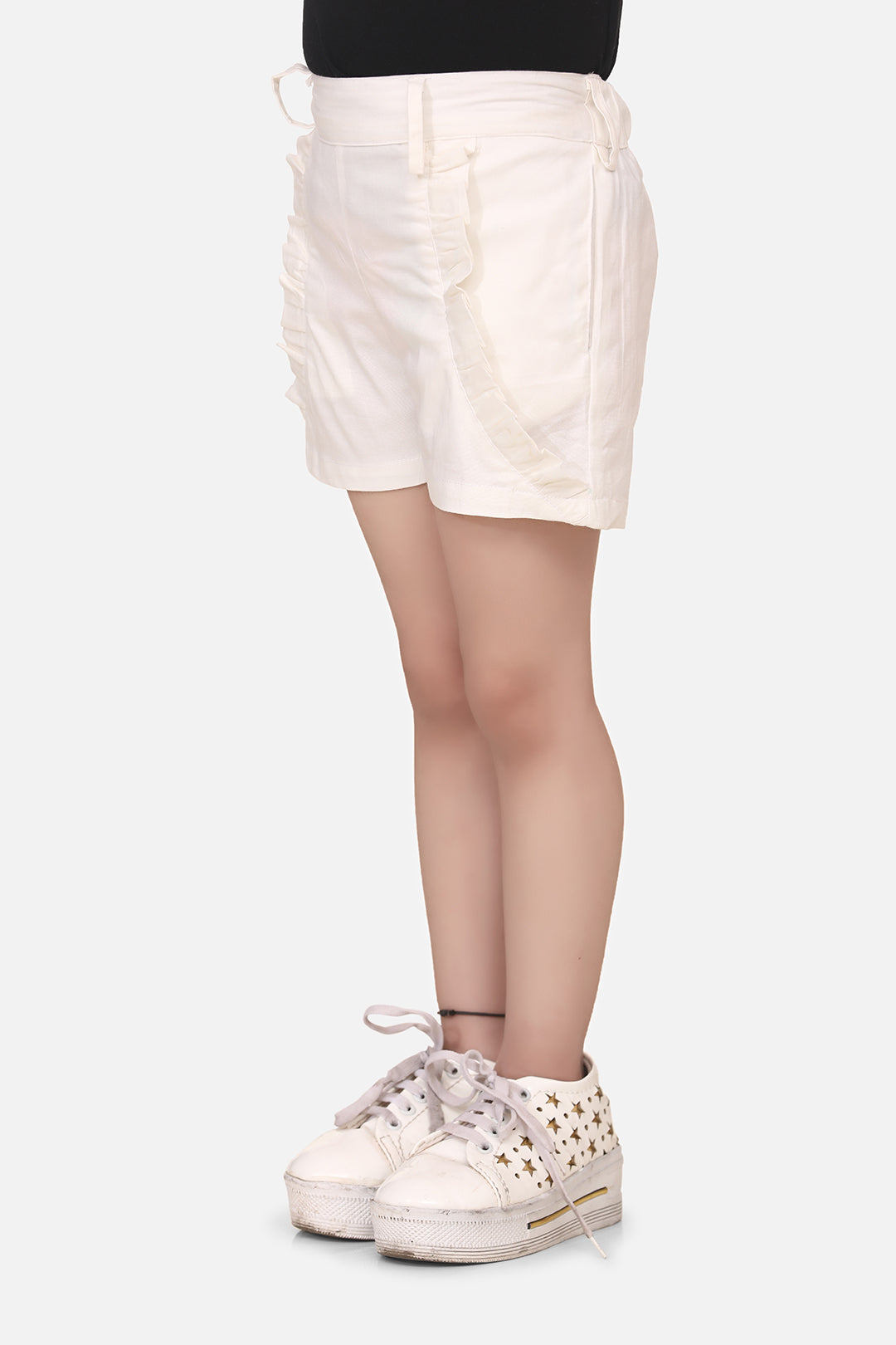 Cutiekins Short For Girls Casual Solid Lycra (White)