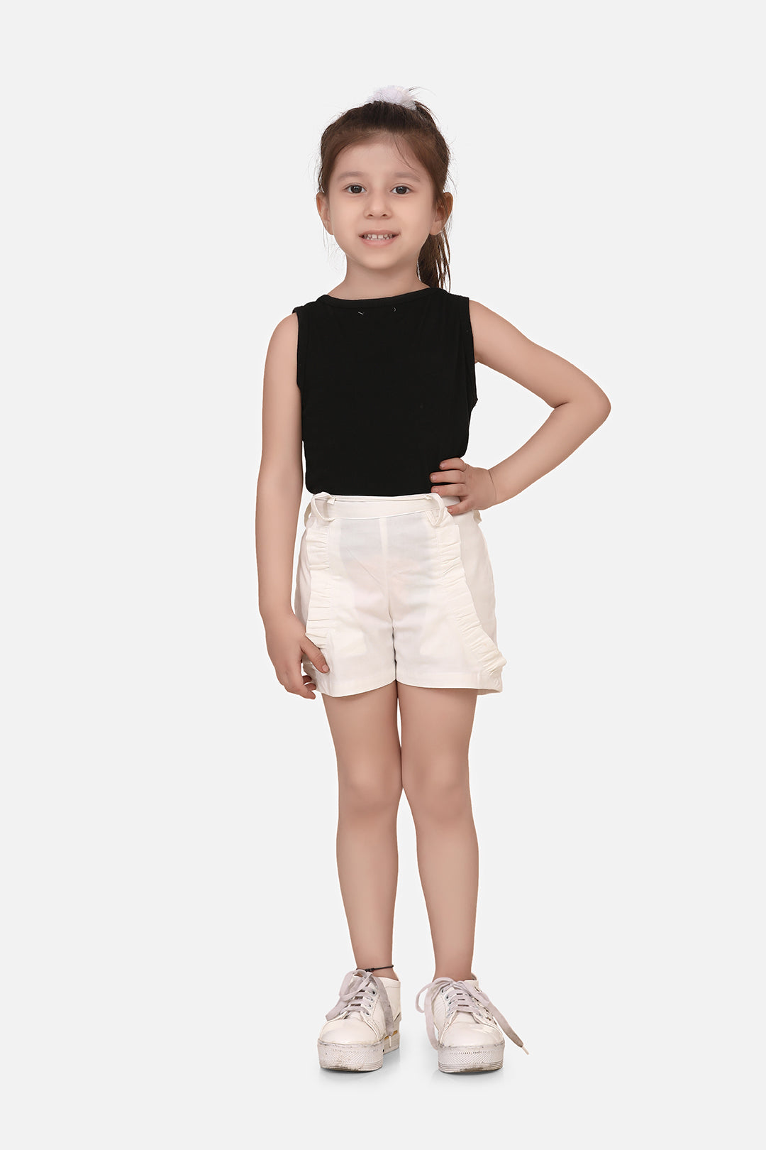 Cutiekins Short For Girls Casual Solid Lycra (White)