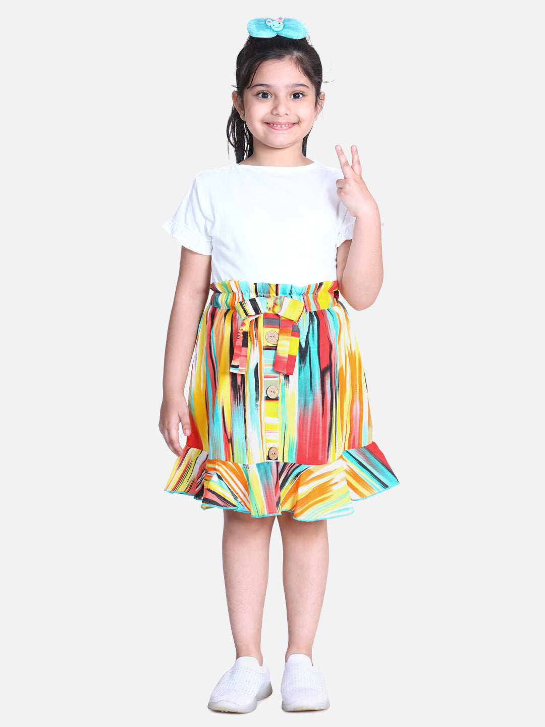 Cutiekins Girls Floral Print Regular Multicolor SkirtCutiekins Girls Midi/Knee Length Casual Dress (Pink, 3/4 Sleeve)