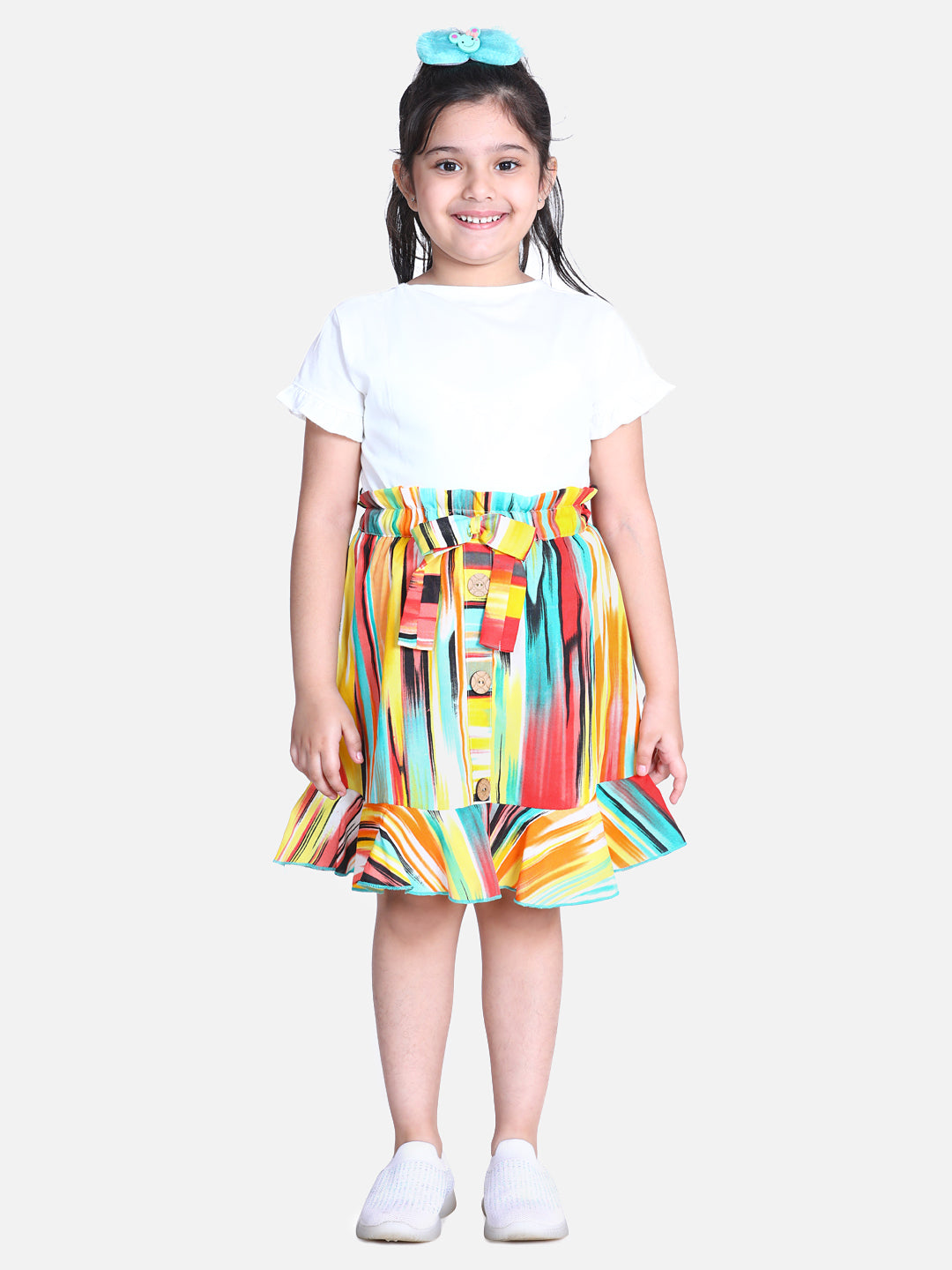 Cutiekins Girls Floral Print Regular Multicolor SkirtCutiekins Girls Midi/Knee Length Casual Dress (Pink, 3/4 Sleeve)